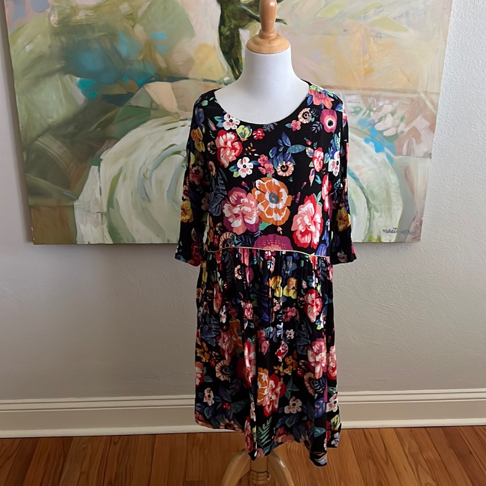 Anthropologie Maeve Magnolia Tunic Dress Floral Size XS